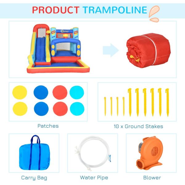 Outsunny 4 in 1 Kids Bouncy Castle Slide Pool Trampoline Climbing Wall Blower - Image 8
