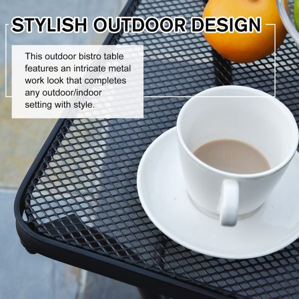 Outsunny 45cm Square Metal Outdoor Patio Bistro Table Coffee Desk Black - Image 4