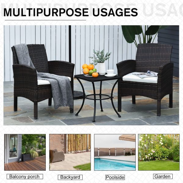 Outsunny 45cm Square Metal Outdoor Patio Bistro Table Coffee Desk Black - Image 6