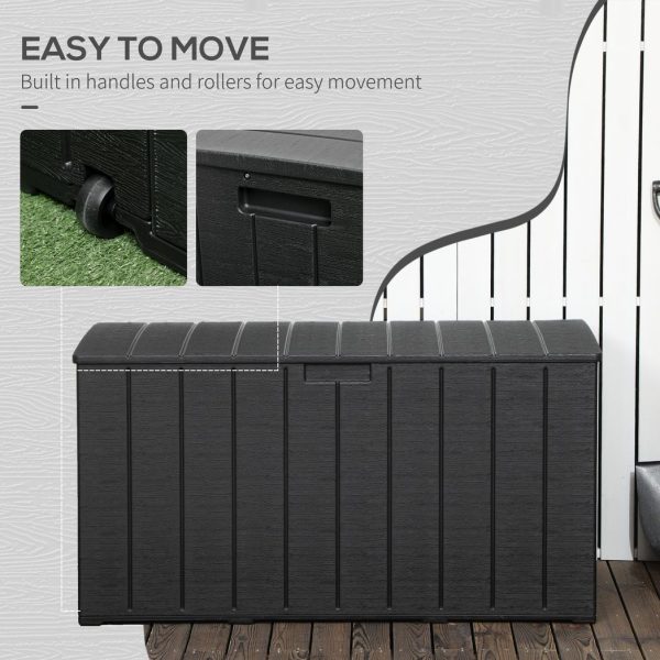Outsunny 336 Litre Rolling Outdoor Garden Storage Box, Plastic Container, Black - Image 6