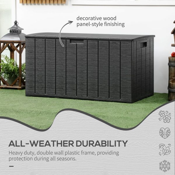 Outsunny 336 Litre Rolling Outdoor Garden Storage Box, Plastic Container, Black - Image 7
