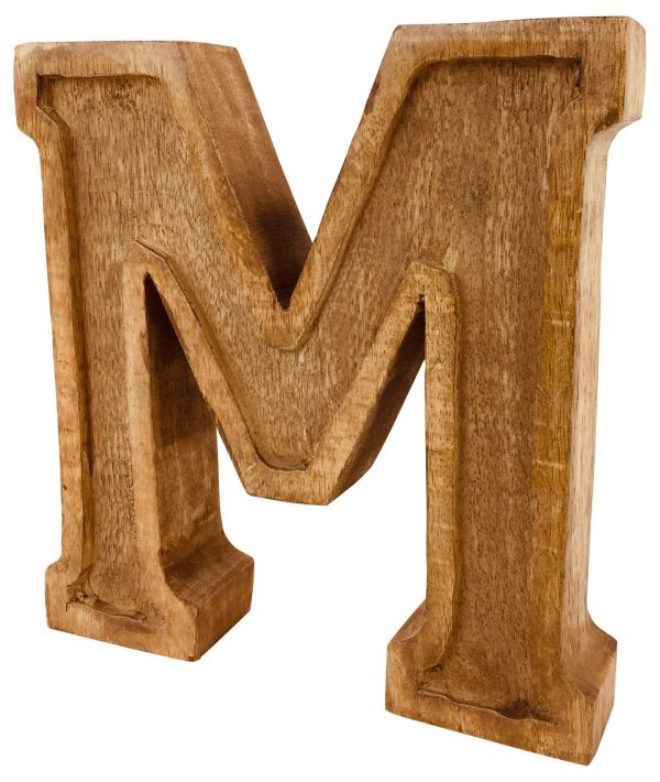Hand Carved Wooden Embossed Letter M - Image 3