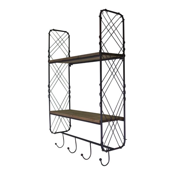 Industrial Style Wall Shelving Unit With Coat Hooks - Image 3