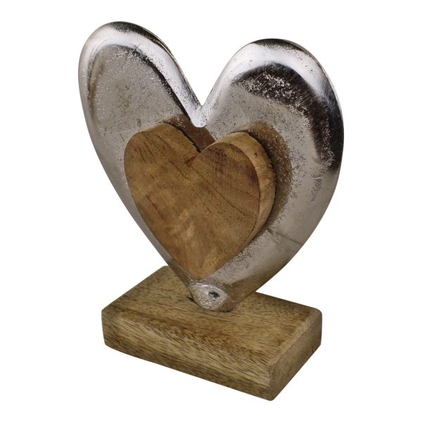 Metal and Wood Standing Heart Decoration - Image 3