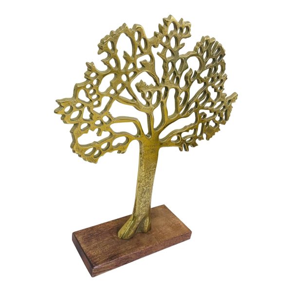 Antique Gold Tree On Wooded Base 27cm - Image 3