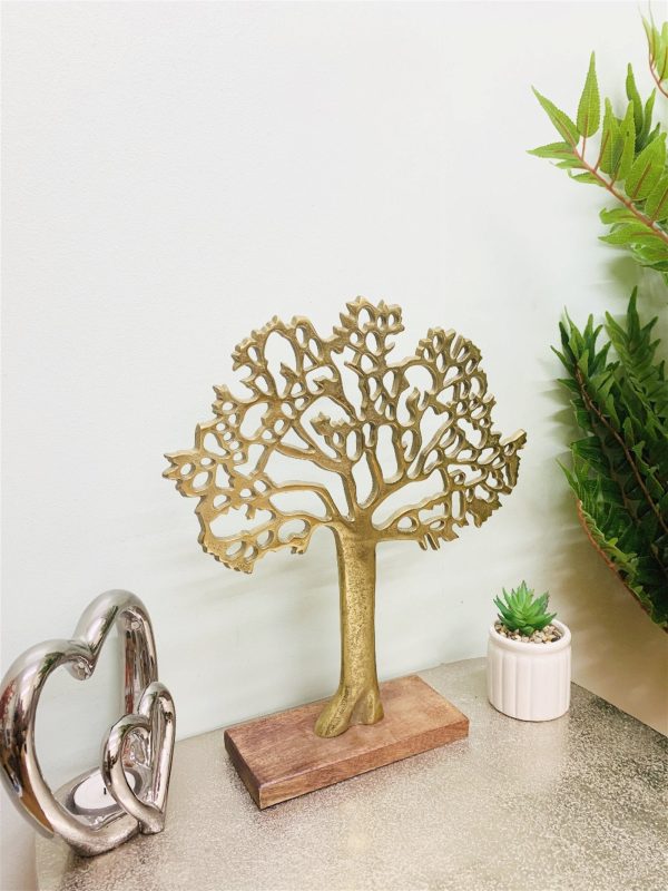 Antique Gold Tree On Wooded Base 27cm - Image 4