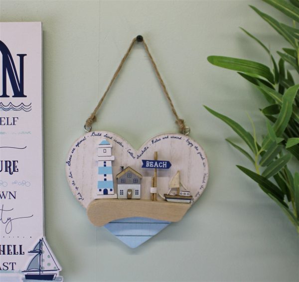 Seashore Hanging Wooden Heart Plaque - Image 2