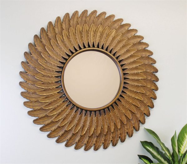 Bronze Effect Feather Frame Mirror - Image 2