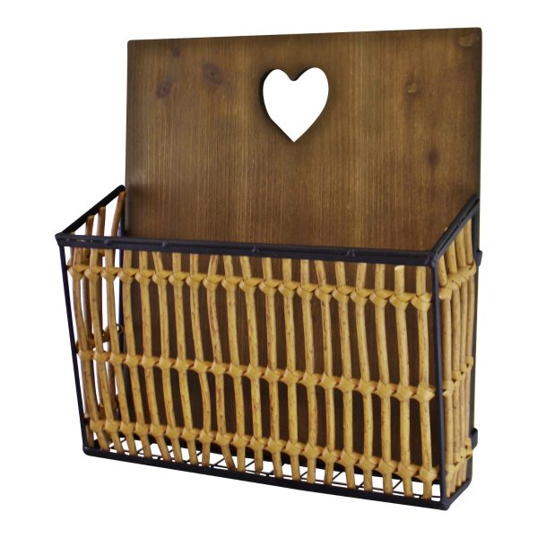 Metal & Wicker Wall Hanging Magazine Rack - Image 4