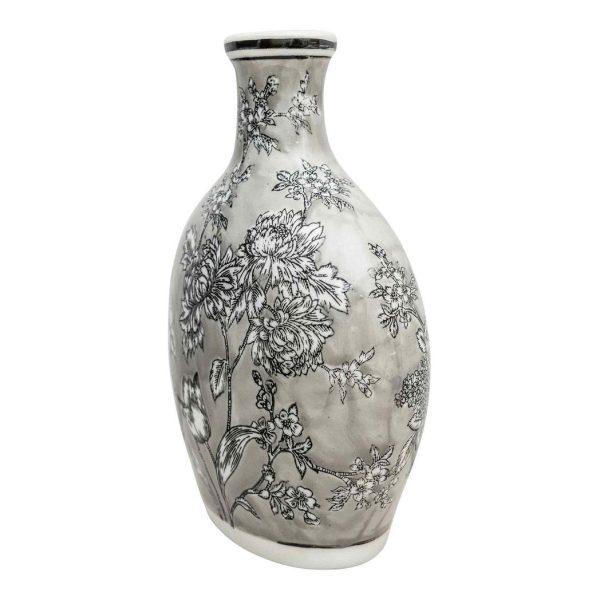 Peony Grey & White Bottle Vase - Image 4