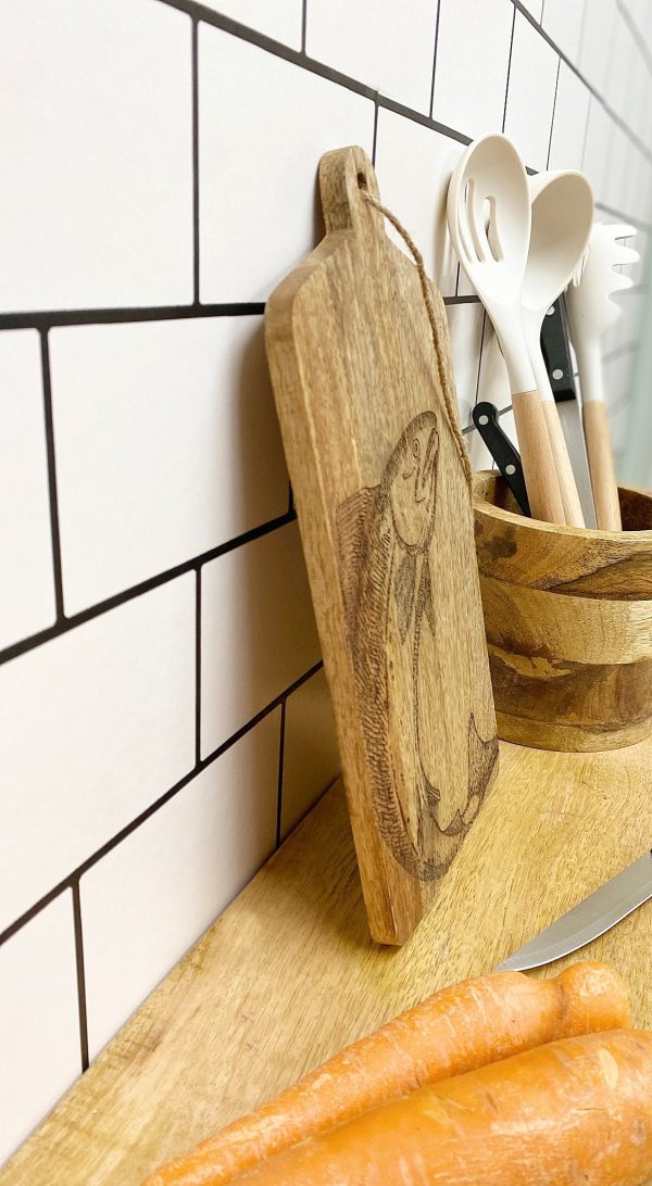 Salmon Engraved Wooden Cheese Board - Image 2