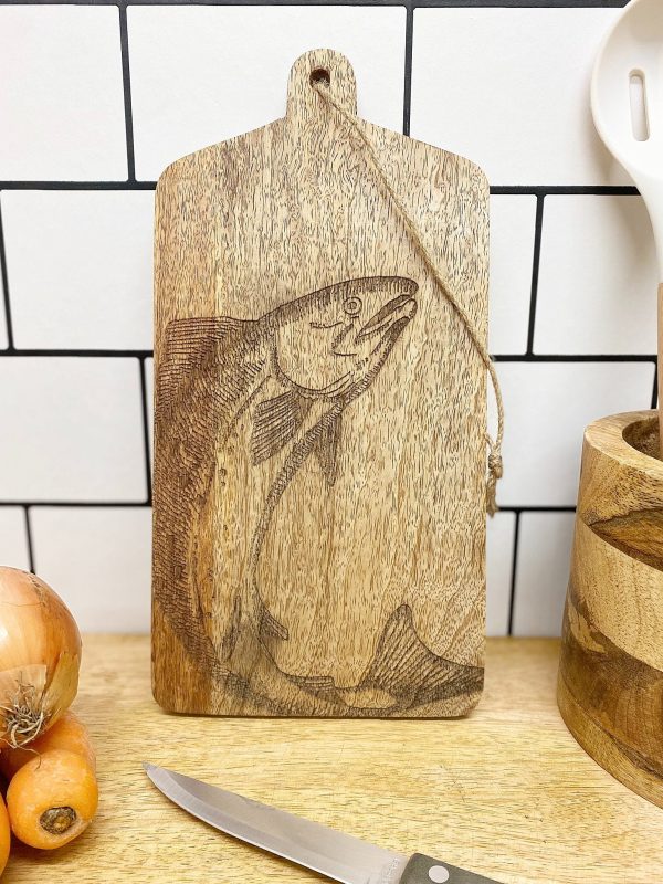 Salmon Engraved Wooden Cheese Board - Image 3