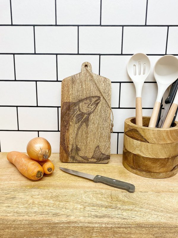 Salmon Engraved Wooden Cheese Board - Image 4