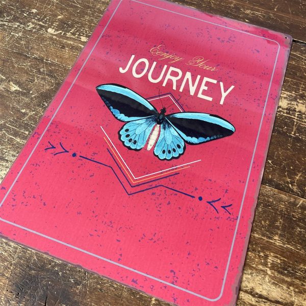 Vintage Metal Sign - Enjoy Your Journey Butterfly Design - Image 2