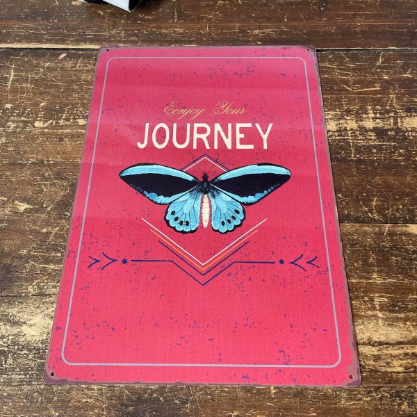 Vintage Metal Sign - Enjoy Your Journey Butterfly Design - Image 3