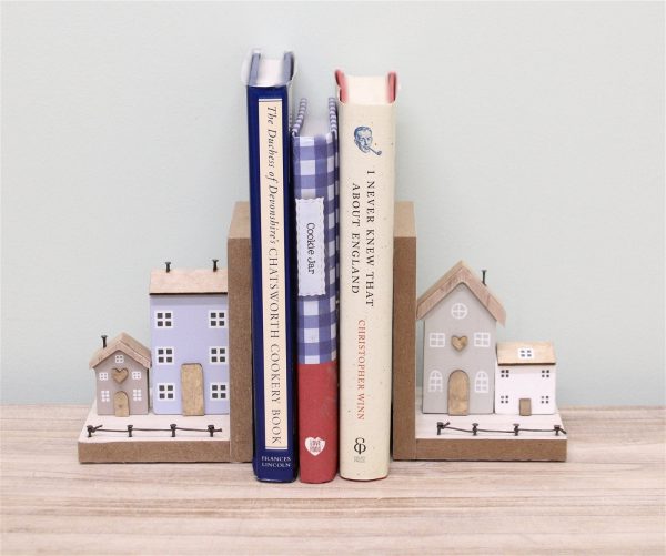Pair of Bookends, Wooden Houses Design - Image 2