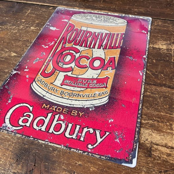 Vintage Metal Sign - Retro Advertising Cadbury Bournville Cocoa - Image 2