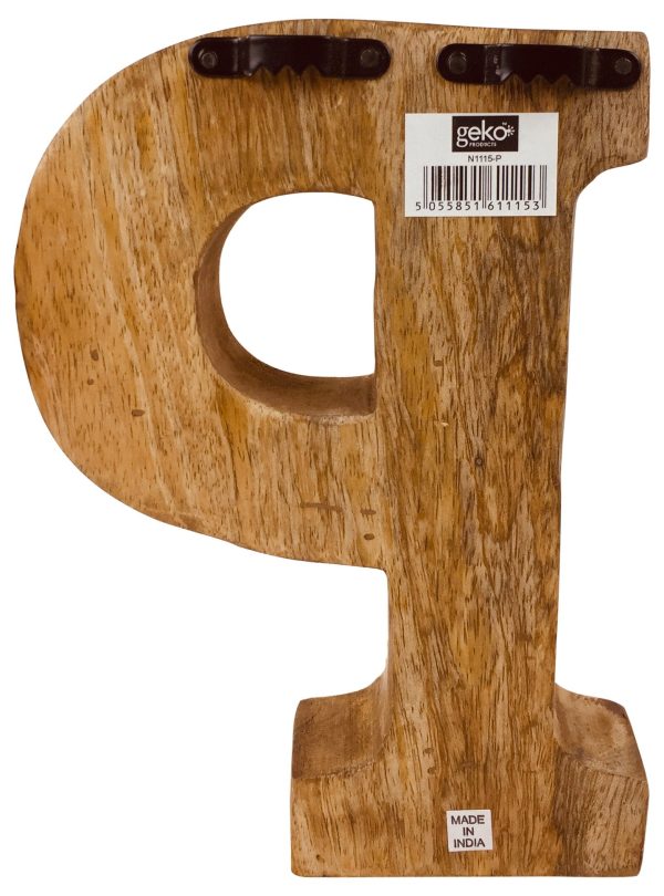 Hand Carved Wooden Embossed Letter P - Image 2