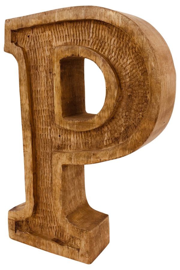 Hand Carved Wooden Embossed Letter P - Image 3