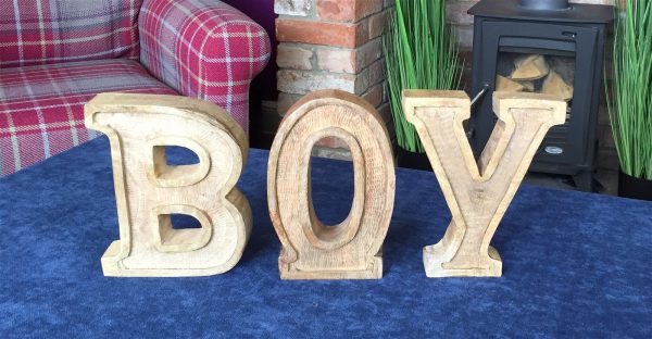 Hand Carved Wooden Embossed Letters Boy - Image 3