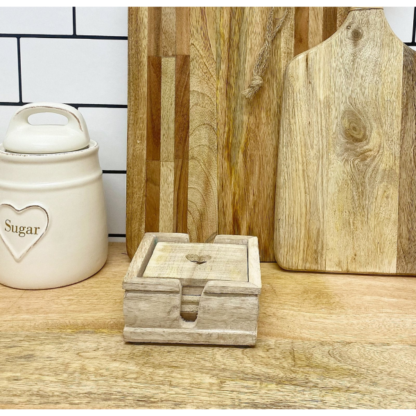 Set Of Six Wooden Heart Coasters - Image 2