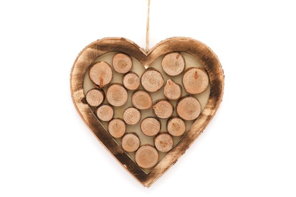 Wooden Hanging Heart With Burnt Effect 33cm