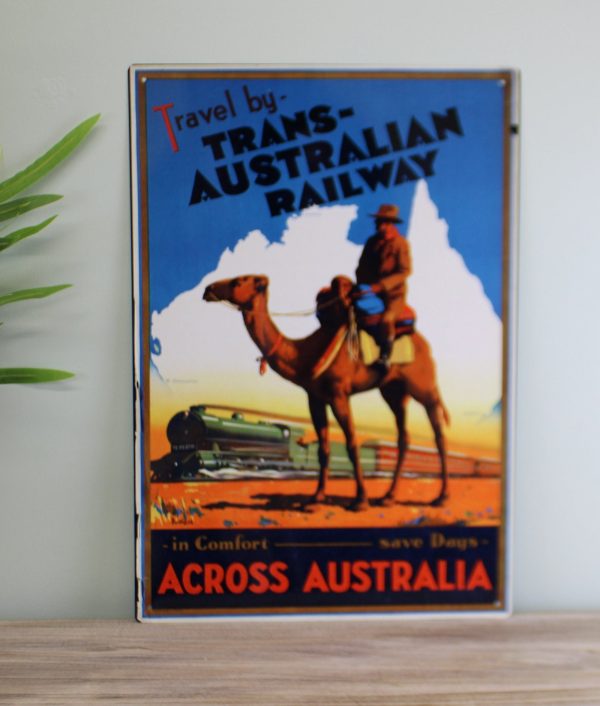 Vintage Metal Sign - Retro Advertising - Trans Australian Railway - Image 2