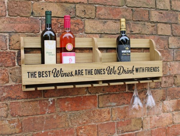 Wall Hanging Wine Bottle and Glass Holder 73cm - Image 2