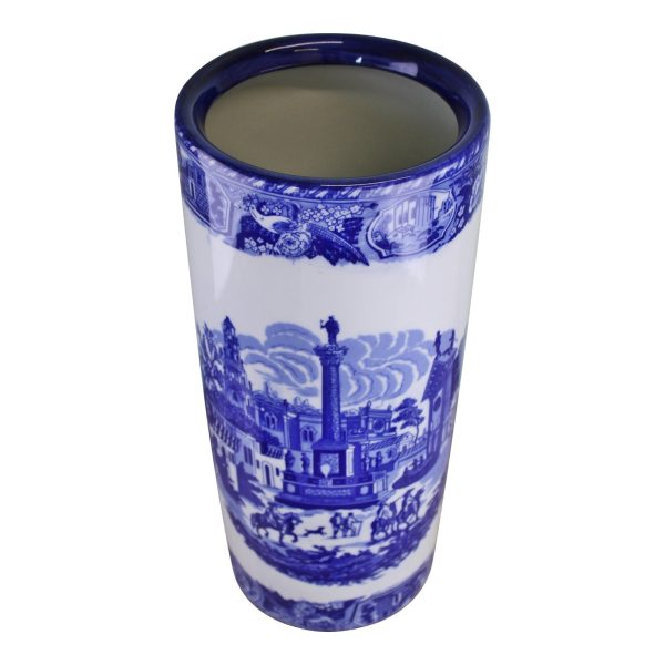 Umbrella Stand, Vintage Blue & White Townscape Design - Image 3