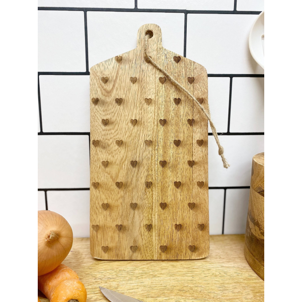 Hearts Design Engraved Wooden Cheese Board - Image 3