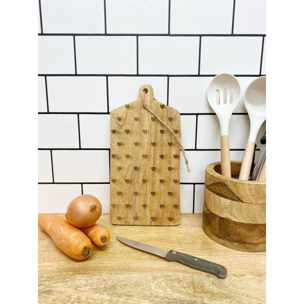 Hearts Design Engraved Wooden Cheese Board - Image 4