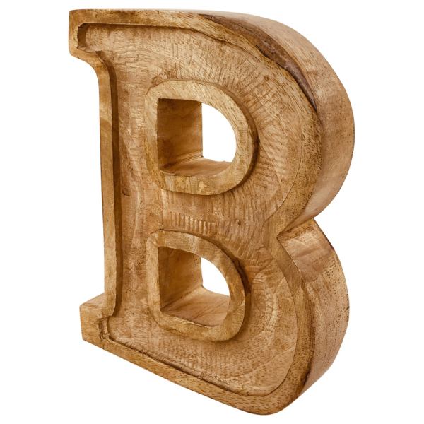 Hand Carved Wooden Embossed Letter B - Image 3
