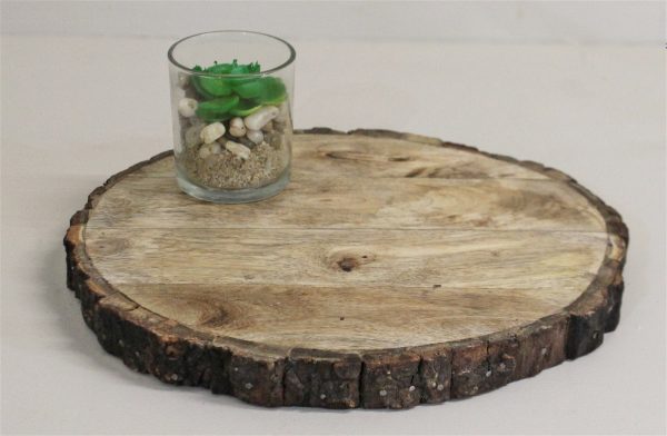 Round Wooden Bark Design Chopping/Serving Board, 30cm. - Image 2