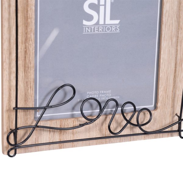 Wooden Photo Frame with Black Wire Love Script 5x7" - Image 2