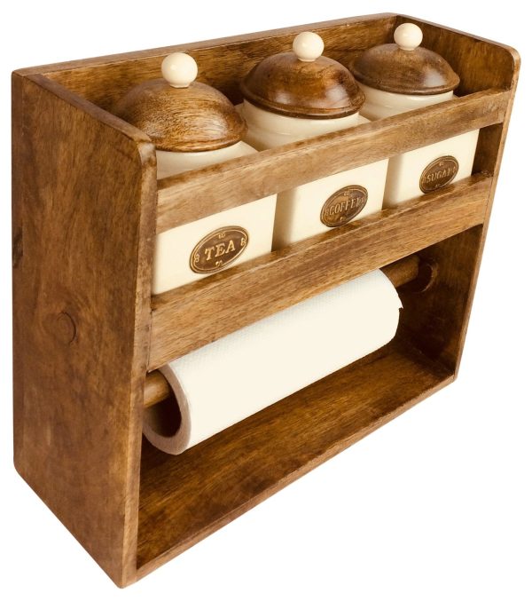 Kitchen Roll Holder With 3 Jars - Image 4