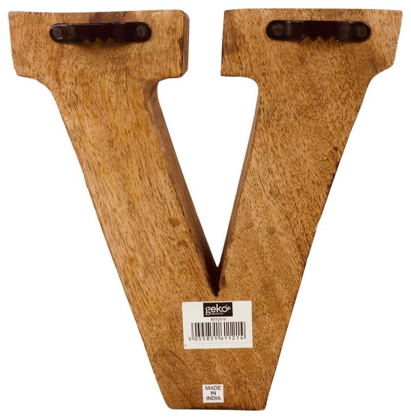 Hand Carved Wooden Embossed Letter V - Image 2