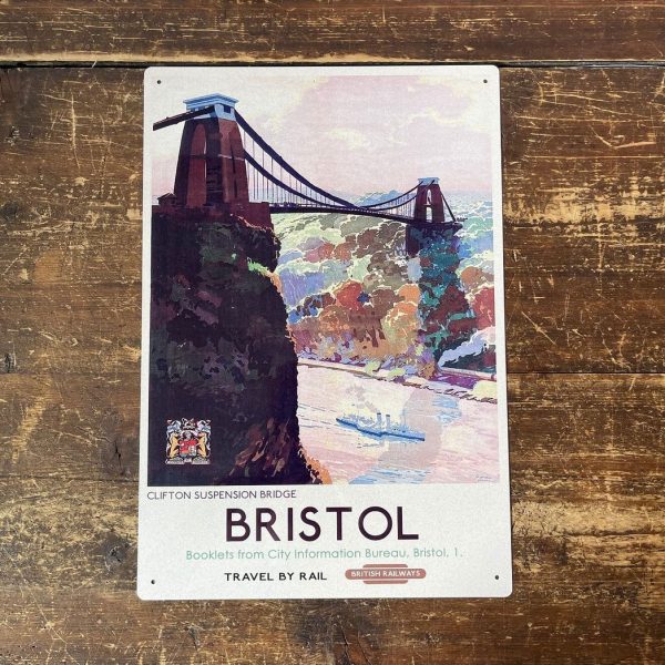 Vintage Metal Sign British Railways Retro Advertising Bristol Clifton Bridge - Image 3