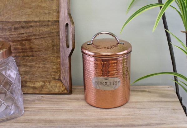 Hammered Copper Biscuit Tin, 17x14cm - Image 2