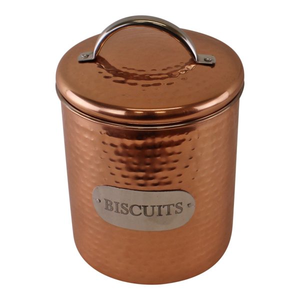 Hammered Copper Biscuit Tin, 17x14cm - Image 3