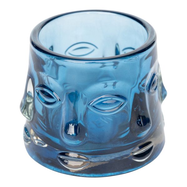 Blue Glass Face Design Candle Holder - Image 2