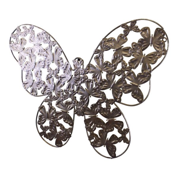 Large Silver Metal Butterfly Design Wall Decor - Image 2