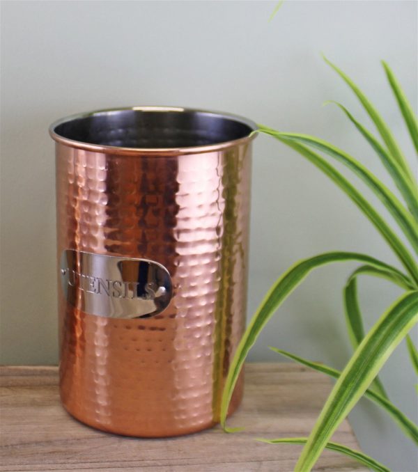 Hammered Copper Utensil Holder - Image 2