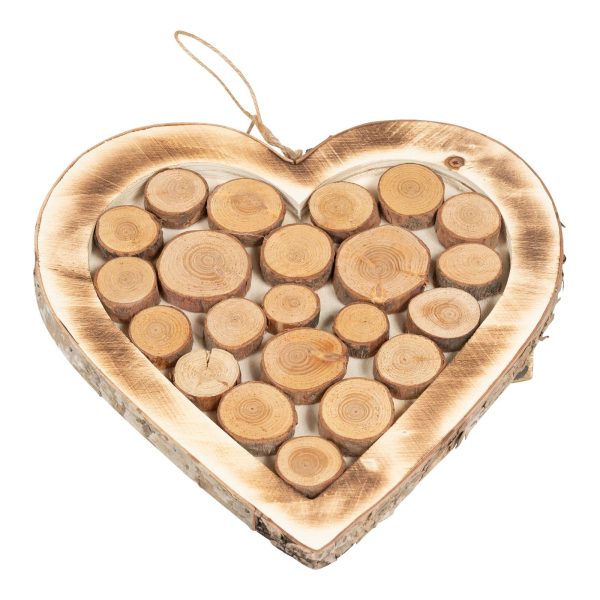 Wooden Hanging Heart With Burnt Effect 28cm - Image 2