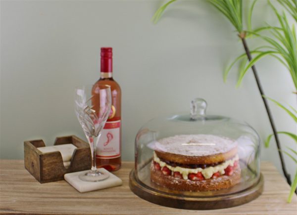 Mango Wood Cake Stand With Glass Dome - Image 2