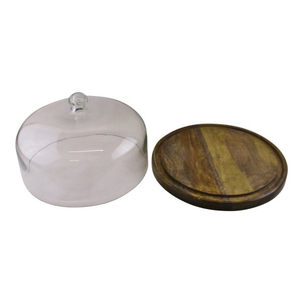 Mango Wood Cake Stand With Glass Dome - Image 3