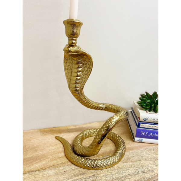 Large Gold Snake Candle Holder - Image 2
