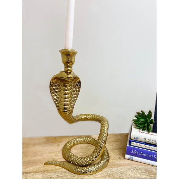 Large Gold Snake Candle Holder - Image 4
