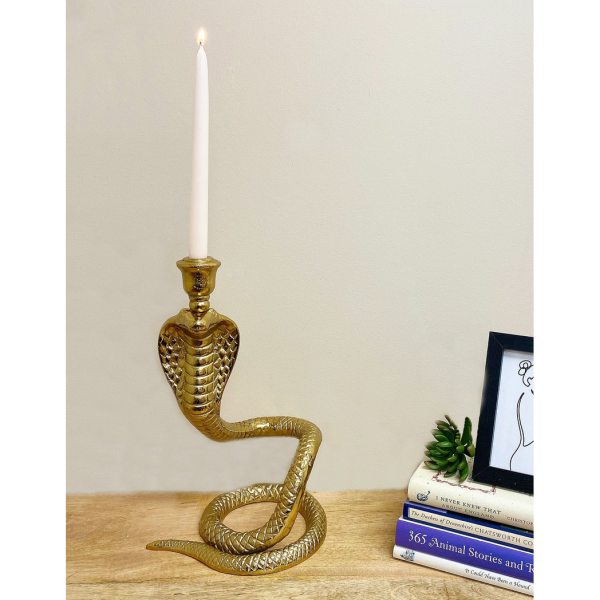 Large Gold Snake Candle Holder - Image 5