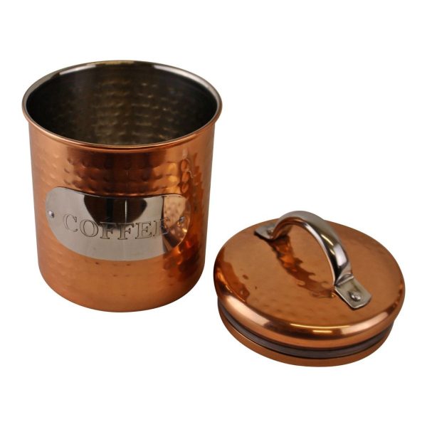 Hammered Copper Set of 3 Tea, Coffee & Sugar Canisters - Image 3