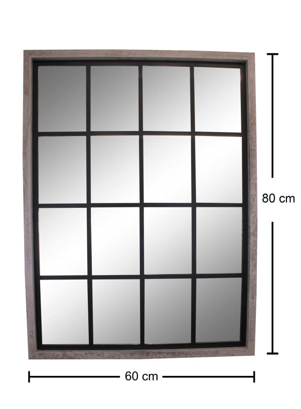 Grey Window Style Wall Mirror 60x80cm - Image 2